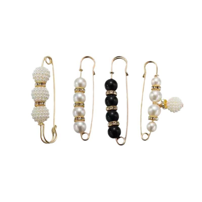 Women's Adjustable Pearl Safety Pin for Waist-Cinching and Neckline Fixing