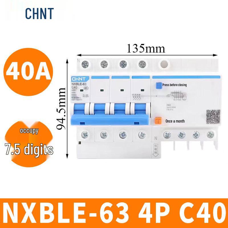 Chint Leakage Protector Circuit Breaker: 2P, 1P3P+N, 4P with Leakage Protection (32A, 20A, 40A, 63A) Air Switch
