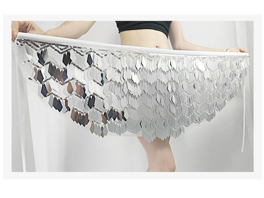 2023 Women's Sequined Belly Dance Hip Scarf Skirt Halloween Costume Set
