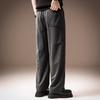 High-end Lyocell Tencel linen cool casual pants men's summer thin pleated trendy brand straight vertical trousers
