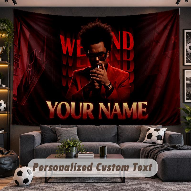 Wall Hanging Tapestry Custom NameThe Weeknd Pattern Personalized Printed Fabric Wall Decor