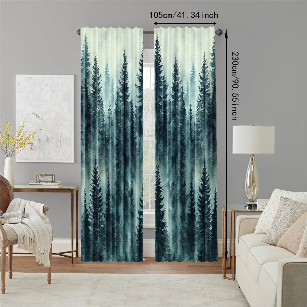 2 Stück vielseitige transparente Polyestervorhänge für die Heimdekoration Misty Forest Peel für den Einsatz in Schlafzimmern und Wohnzimmern