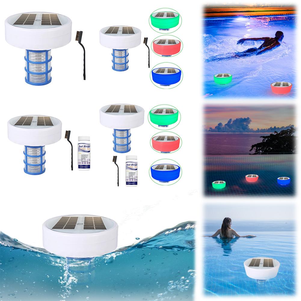 Floating Pool Cleaner Eliminate Algae Copper Ionization 85% Less Chlorine Automatic Pool Cleaner RGB Night Light Up To 35000 Gal