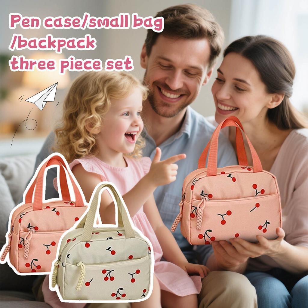 Student Backpack Travel Double Backpack Pencil Case Small Bag School Bag Three-piece Set