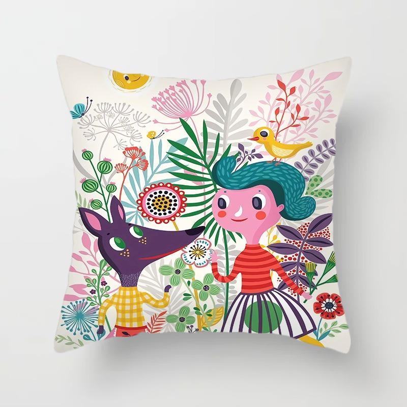 Juste de coussin colorée peinte d'art du monde, taie d'oreiller de luxe, décoration de bureau, décoration de la maison