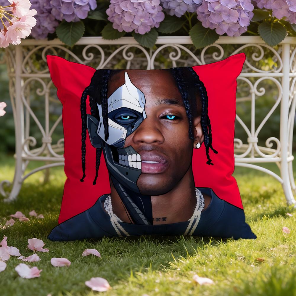 Rapper T-Travis Scott Cushion Cover Home & Car Dual-Scene Pillow Cover: Reversible for Premium Comfort