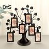 Family Tree Picture Frame Metal Tree Photo Frame Stand with 6 Ornamental 1.77" X 2.56"/2.17" X 3.15" Frames for Wall Table Decor