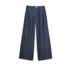 Wide Sleeve Lapel Casual Denim Shirt 2783781 Wide Leg High Waist Minimalist Casual Casual Pleated Pants 2881781