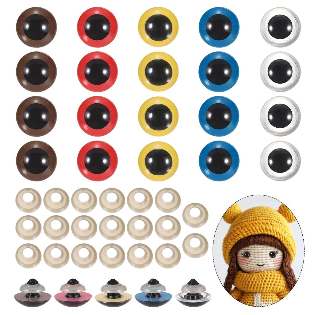 PATIKIL 22mm Safety Eyes, 20pcs, Realistic Doll Crochet Eyes, with Washer, for Decorative Crochet Accessories, Doll Crafts, Halloween,