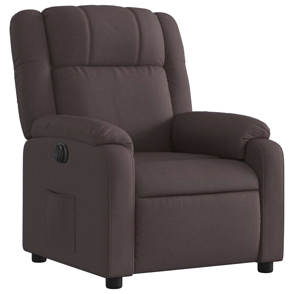 Electric Recliner Dark Brown Fabric