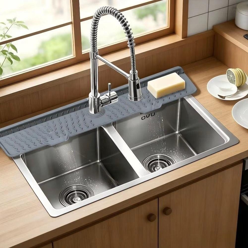 Non-Slip Sink Draining Pad S/M/L Water Drip Catcher Tray Silicone Faucet Mat  Dishwashing Area