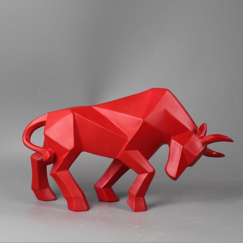 Geometric Resin Cow Statue, Animal Sculpture, Home Decoration, Lucky Cow Statue, Living Room Entrance, Office Desktop Decoration