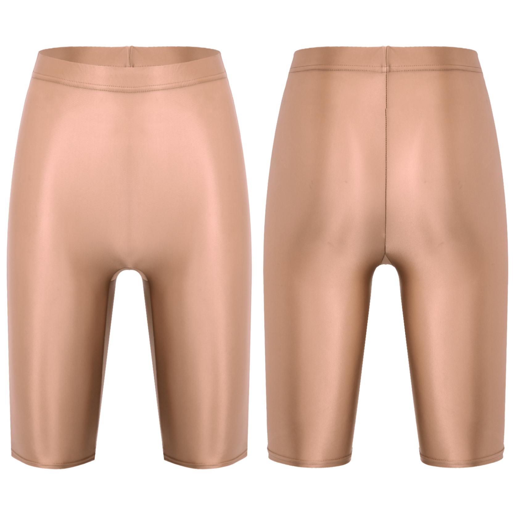 

Женские глянцевые шорты с высокой талией, эластичный пояс, короткие леггинсы, купальники, спортивные штаны для тренировок M кофейный