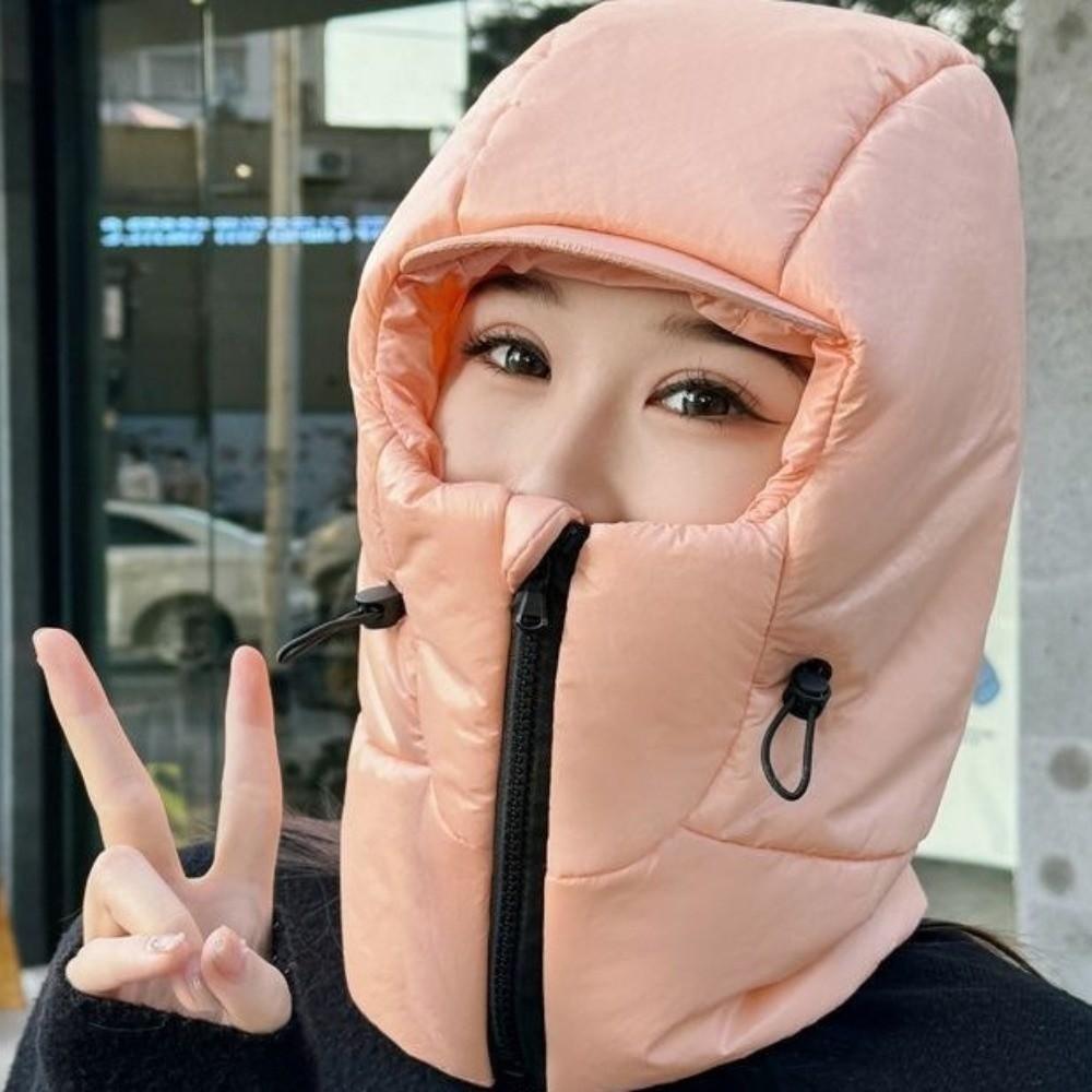 Solid Color Winter Cycling Warm Hat Lightweight Thickened Ear Protect Cap Breathable Waterproof Pullover Cap Women