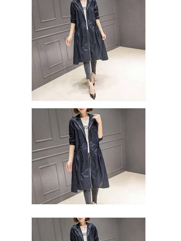 2025 Spring/Autumn Korean Style Mid-Length Over-the-Knee Trench Coat with Lining - Loose Fit, Plus Size