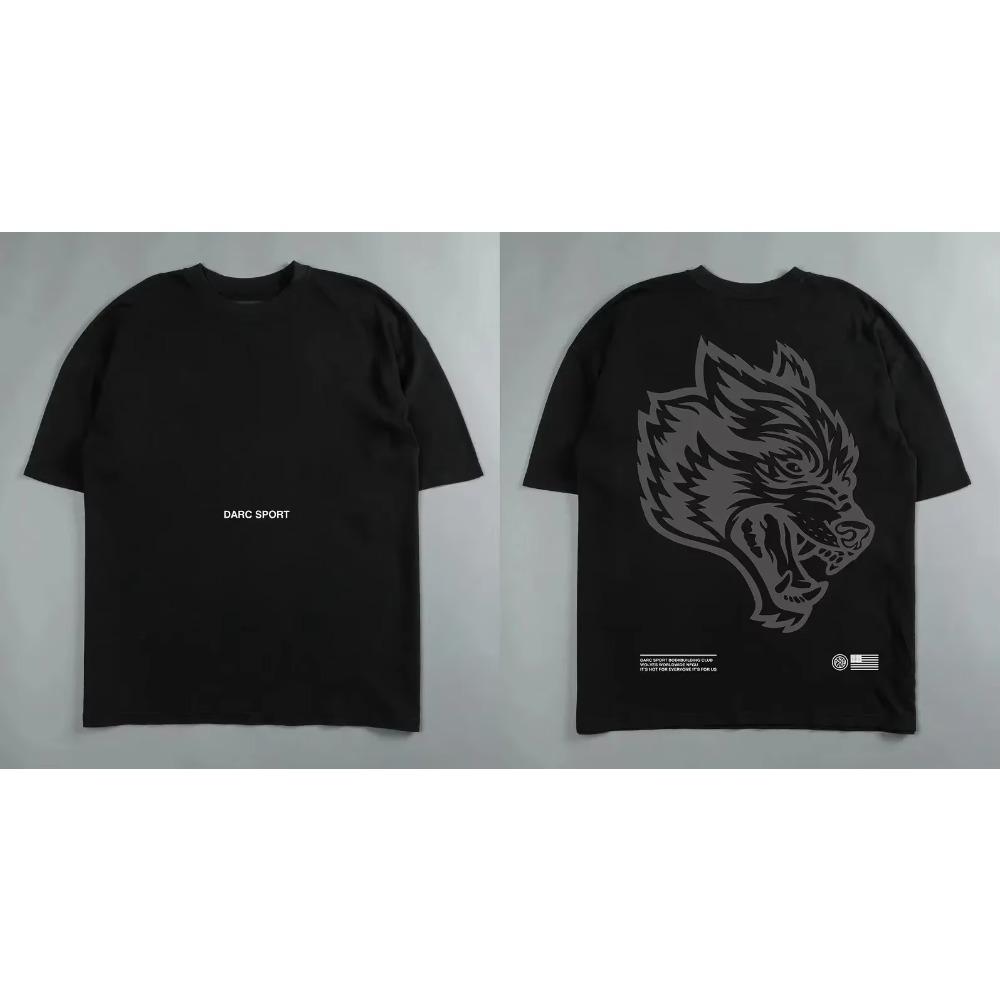 Darc Wolfskopf Lustiger Aufdruck Workout Fitnessstudio Fitness 100% Baumwolle Herren T-Shirt Kurzarm Lässiges T-Shirt Mode Sport Übergroße Y2k Oberteile