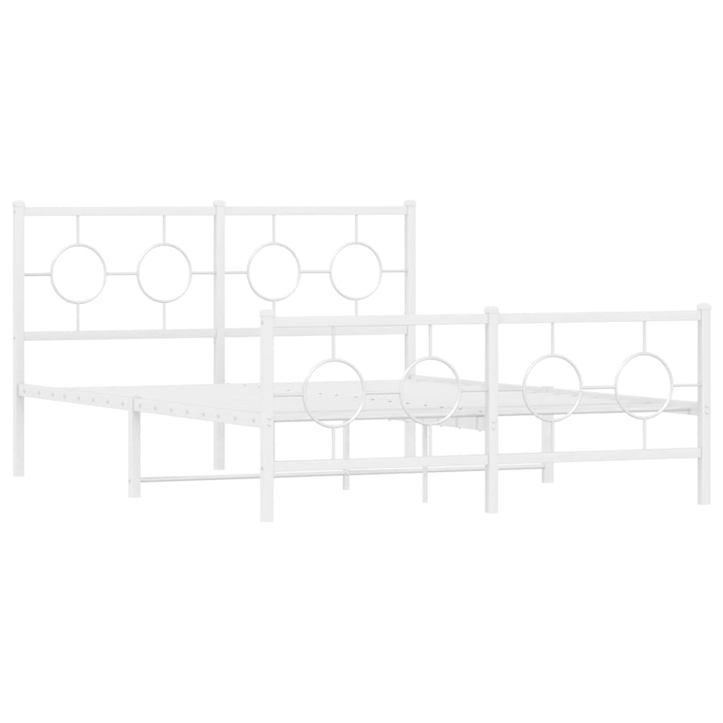 Metal Bed Frame with Headboard and Footboard White 140x200 cm