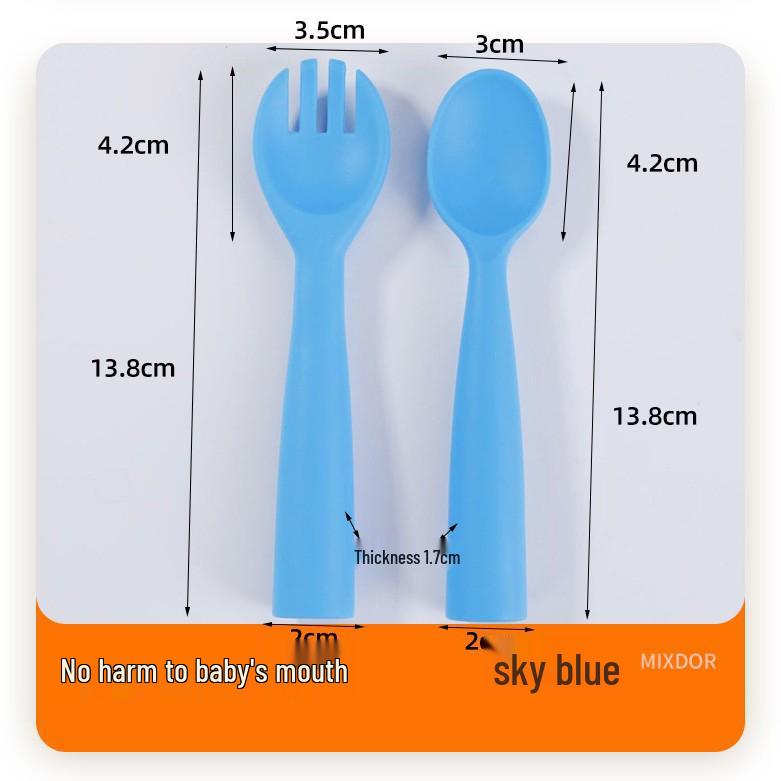 Baby Feeding Training Spoon - Silicone Long Handle for Infant Eating