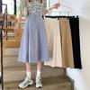 Women's Long Skirts Elastic High Waist Casual Skirt Girl's Spring Summer Solid Color A-line Skirts All-match Hot Pleated Skirt