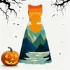 Women Plus Size Round Neck Sleeveless Gradient Printed A Line Bow Waist Dress