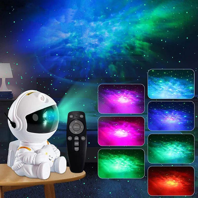 2024 Latest Astronaut Projection Light Galaxy Projector Upgrade Starlight Nebula Desktop Decoration Light Atmospheric Light Moon