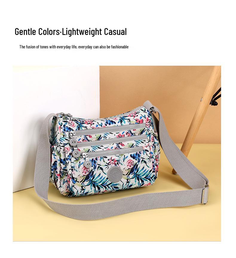 Printed Nylon Mom Bag - Oxford Cloth, Single Shoulder/Crossbody, Casual Lightweight Canvas Bag for Women