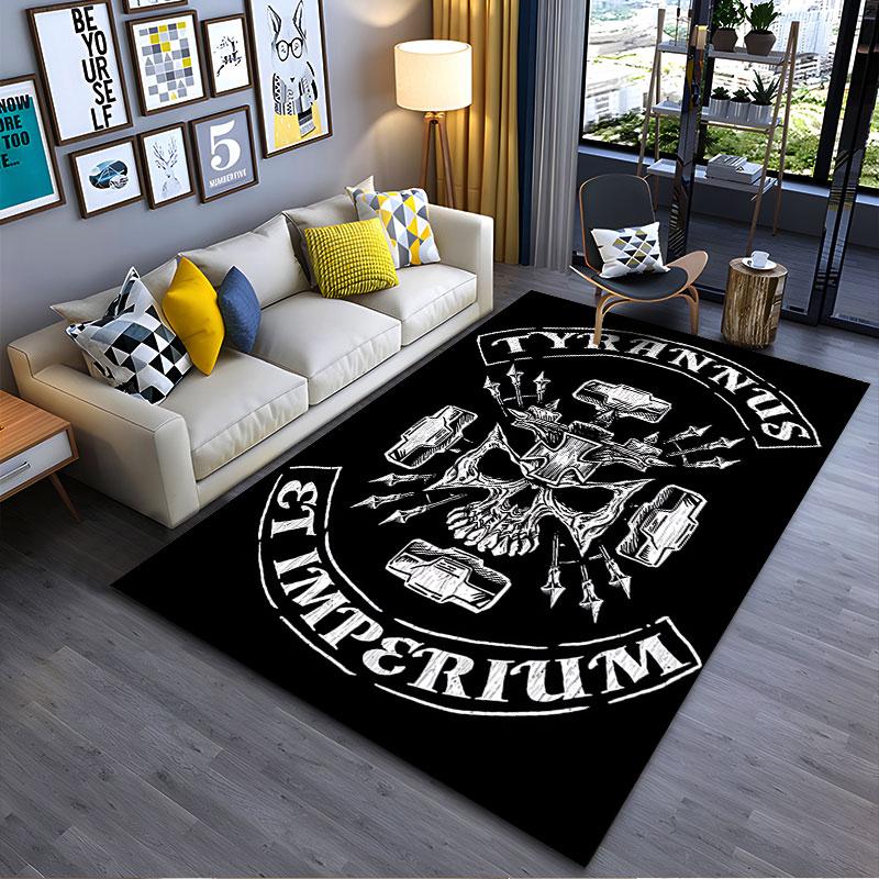 Tyrannus Skull and Weapons Pattern suitable as a non-slip mat for the living room or bedroom sofa