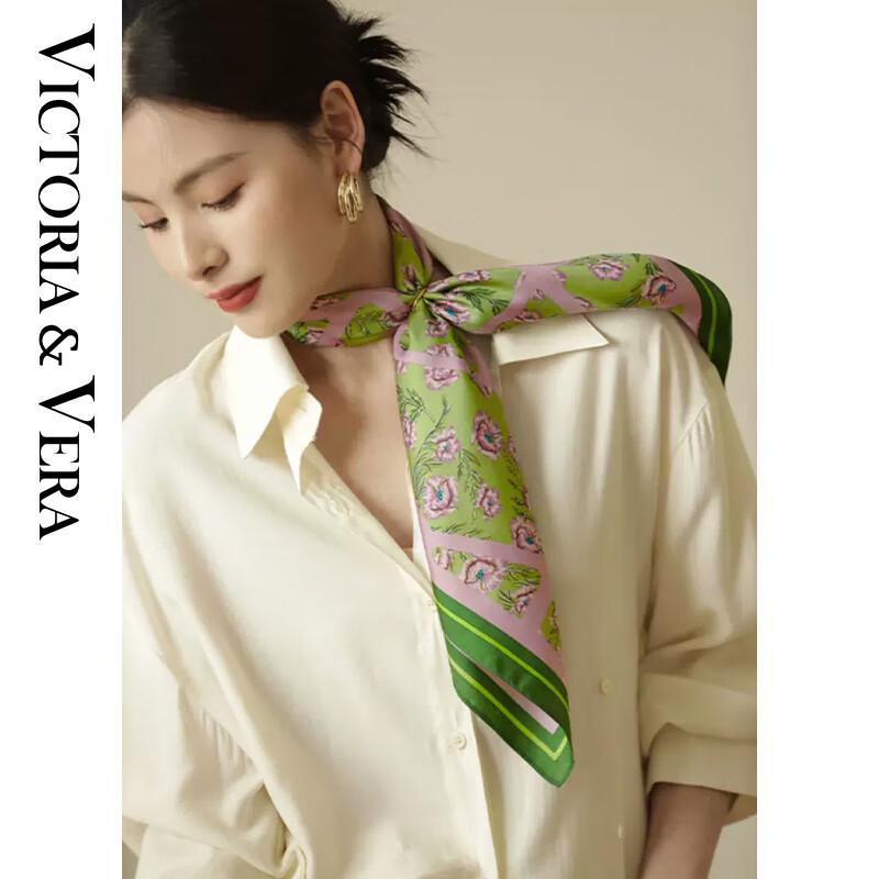 VICTORIA&VERA Floral Mulberry Silk Scarf