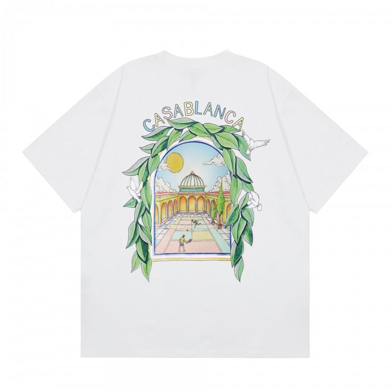 Casablanca Streetwear T-Shirt Men Women Loose Fit Short Sleeve Casual Tee High Street Style