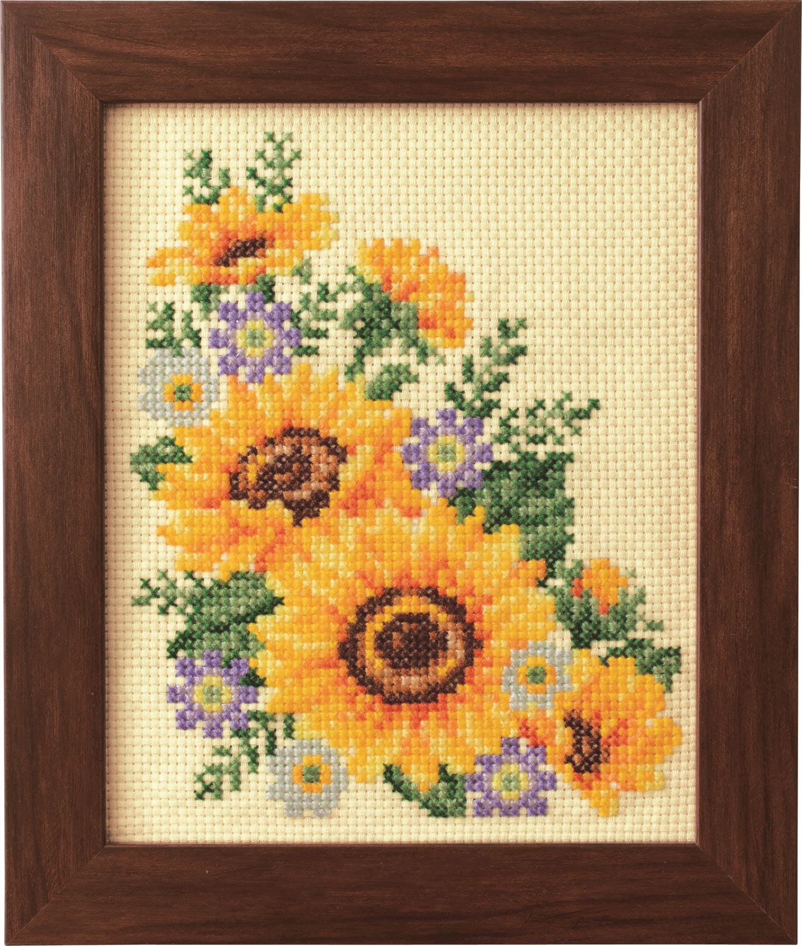 

Cosmo Embroidery Kit: Seasonal Flower Arrangement, Sunflower and Miyako Wasurena (No. 522207)