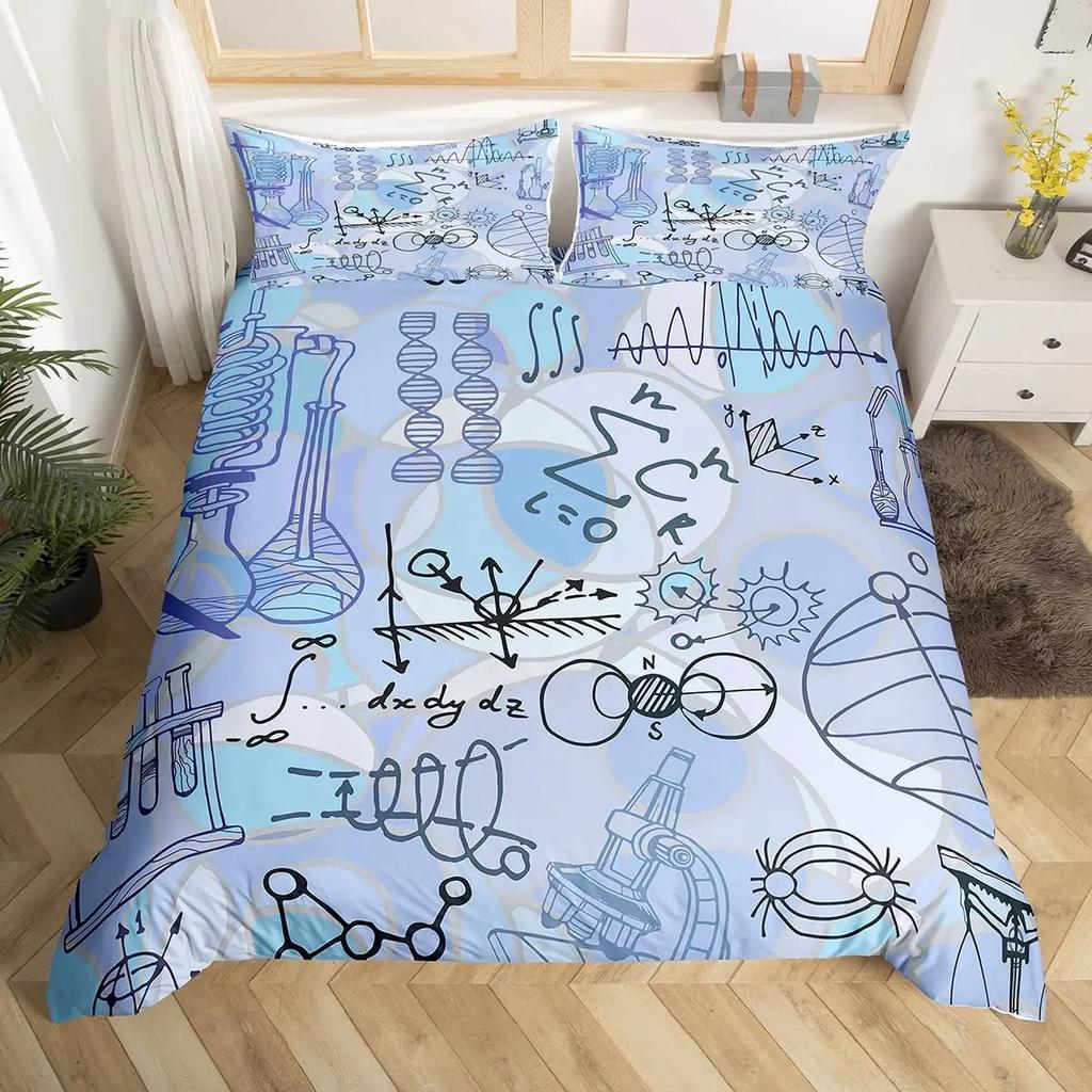 Math Equations Duvet Cover Set Hourglass Purple Galaxy Comforter Cover Physics Formula Dorm Bedding Sets Science Geometry Axis