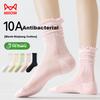 MiiOW Women's Socks, Summer Thin Style, Slouchy Socks with Ruffled Edges, Mesh Mid-Calf Socks, Breathable Cotton Socks to Match Leather Shoes