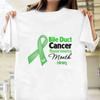 Bile Duct Cancer Awareness T-shirt, Green Ribbon Tee for Cancer Supporters