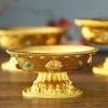 Zinc Alloy Tribute Buddhist Fruit Plate Gold Auspicious Luster Tibetan Plate Engraving Buddha Fruit Saucer Home Gift Decorative