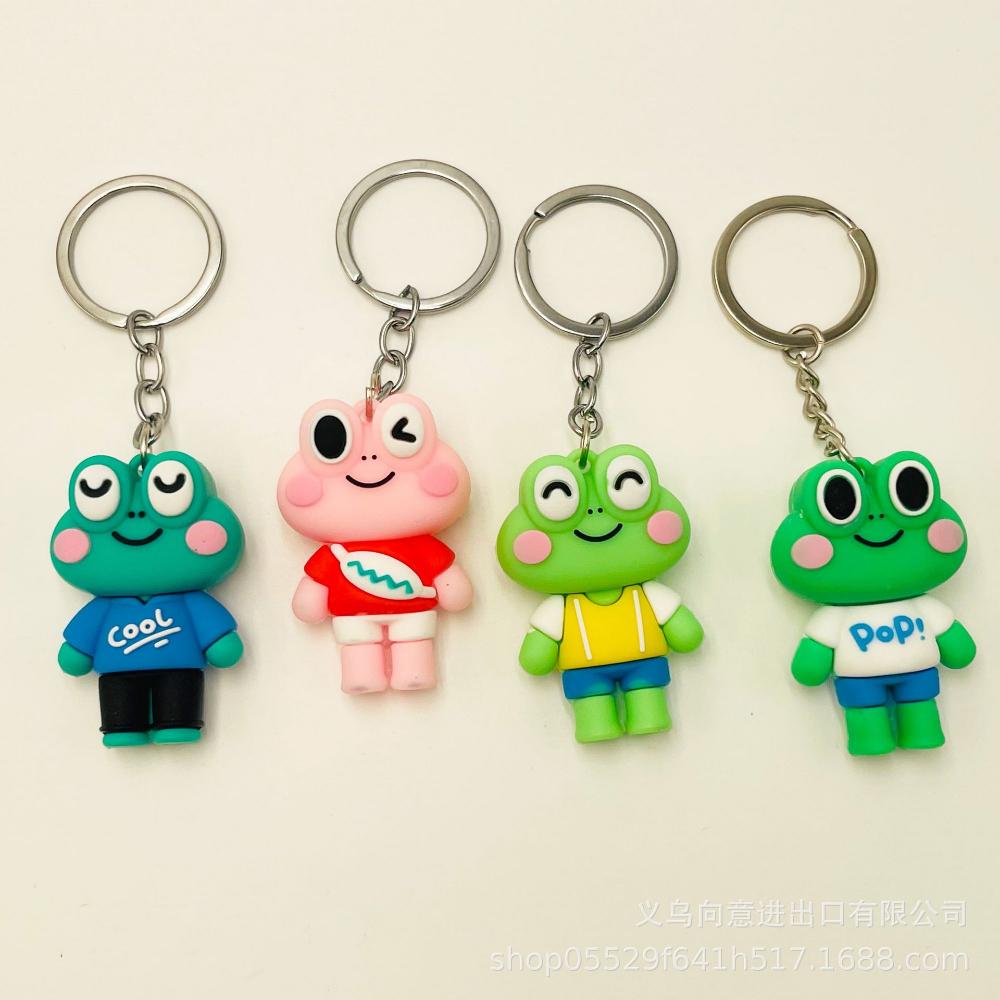 Cute Kawaii Cartoon Frog Keychain Women Girls Fashion Bag Charm Keyring Animal Accessories Gift