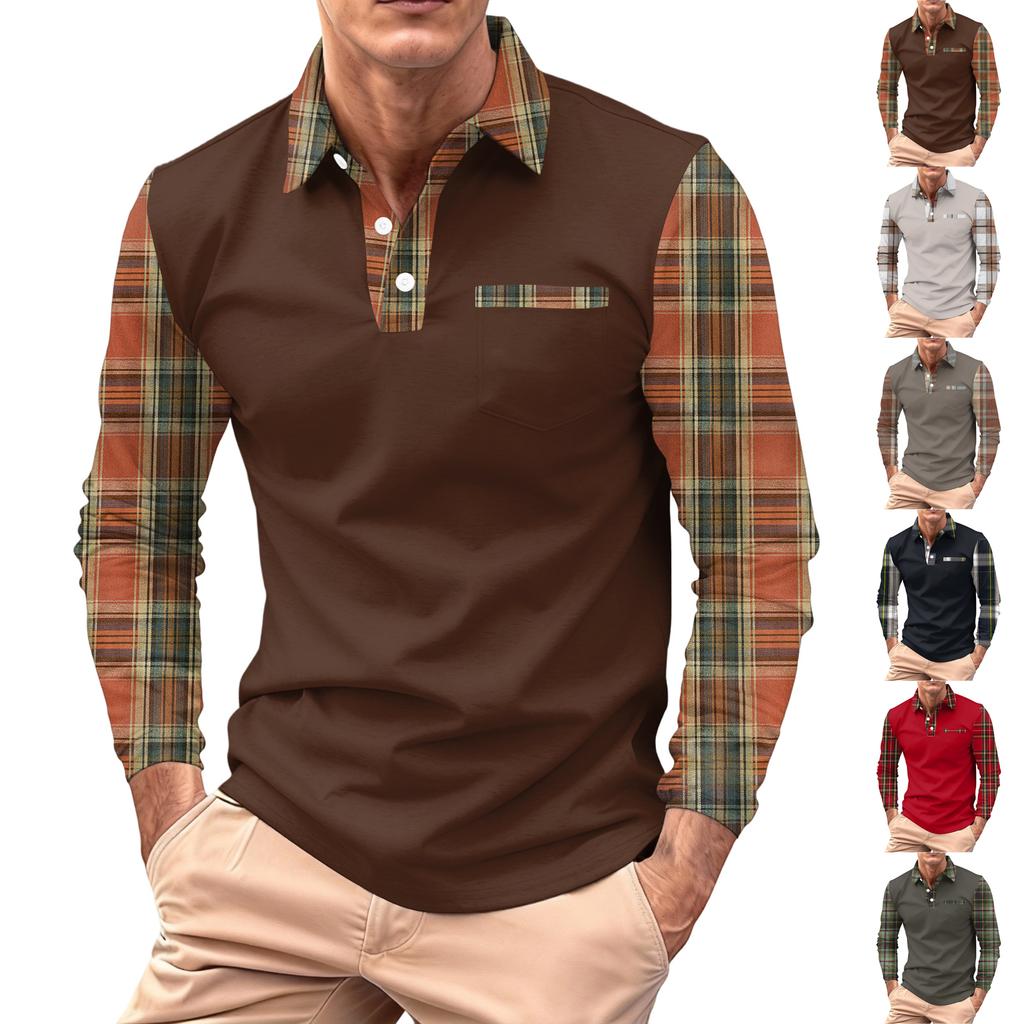 Men's Long,sleeved Collared Button,down Pocket Casual Top