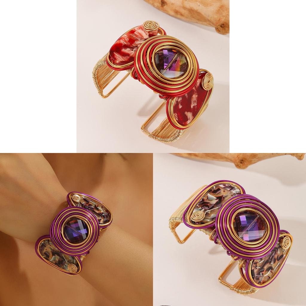 Bracciale Aperto Largo Stile Europeo con Metallo Galvanizzato per Accessorio Moda Donna