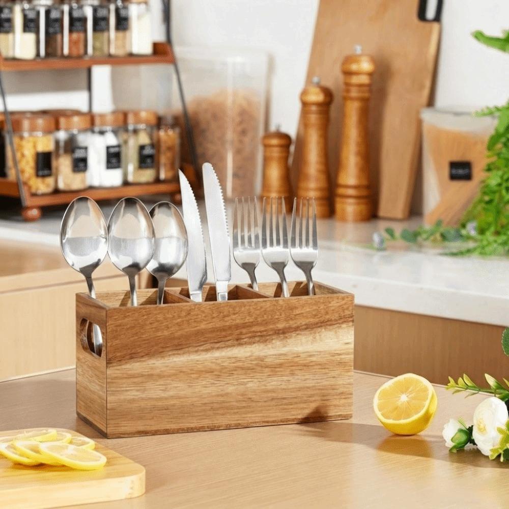 Platzsparender Utensilienorganizer 3 Fächer Aufbewahrungsregal Küchenwerkzeuge Besteckhalter Zuhause
