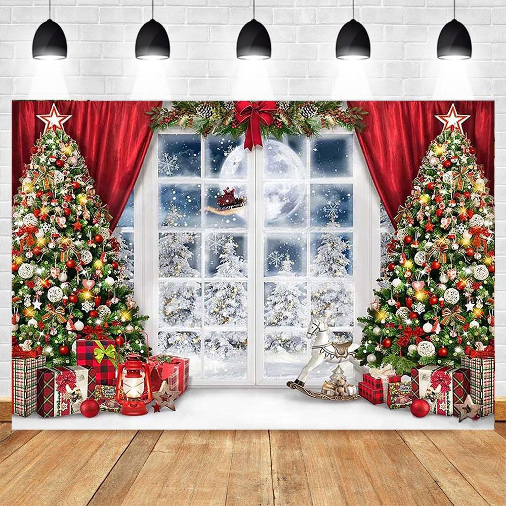 Christmas Photography Background Custom Christmas Tree Fireplace Poster Family Portrait Children Carnival Party Banner Decor