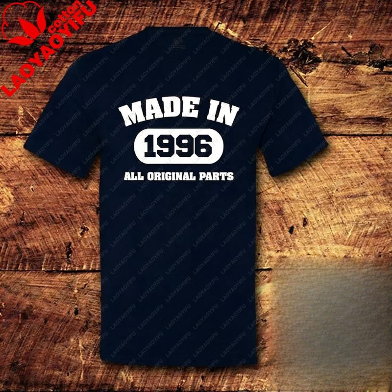 Alle Originalteile Hergestellt 1996 Unisex Allmatch T-Shirt 30. Geburtstag Geschenk Vintage Klassisch Mode Streetwear Rundhals Kurzarm