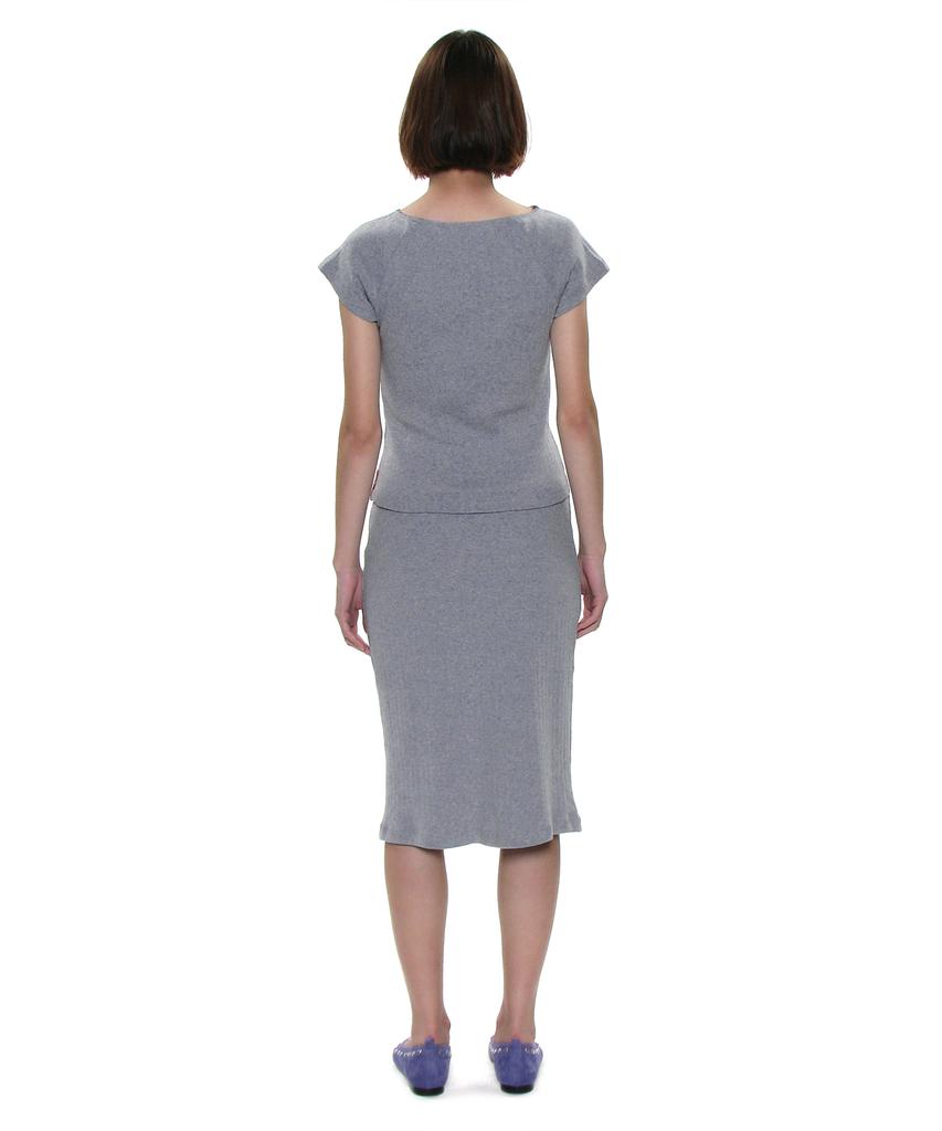 Partimento Woman Pwc Lace Trim Eyelet Midi Skirt_Melange