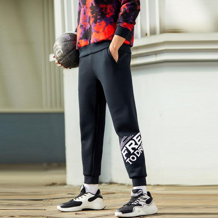 Anta Basketball Series Letter Pattern Knit Sports Joggers Men bottoms Black 152211319-1