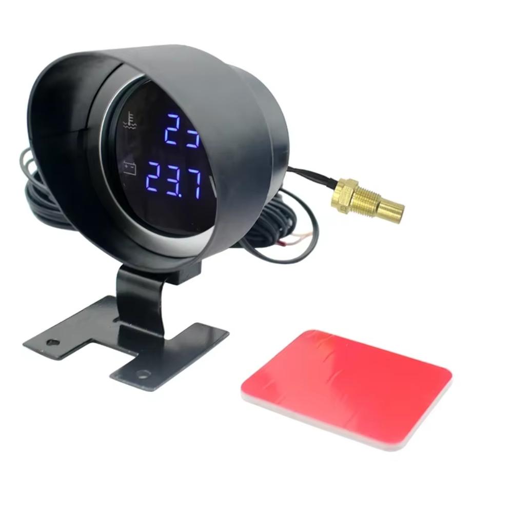 2 in 1 Round 12V 24V LED Digital Car Truck Water Temp Gauge Temperature Sensor Temperatura Motor + Voltmeter Volt Voltage Meter