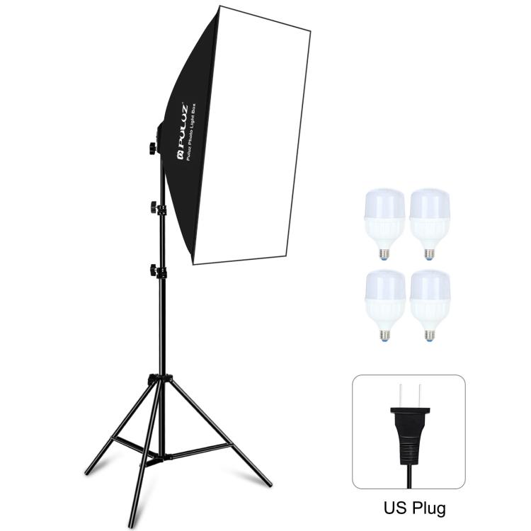 

PULUZ 50x70cm Studio Softbox + 2m Tripod Mount + 4 x 220V E27 20W 5700K White Light LED Light Bulb Photography Lighting Kit