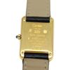 Cartier 82-95 925 Must Tank Vermeil SM Champagnerfarbenes Zifferblatt QZ Lederuhren Schwarz / Gold Gebraucht