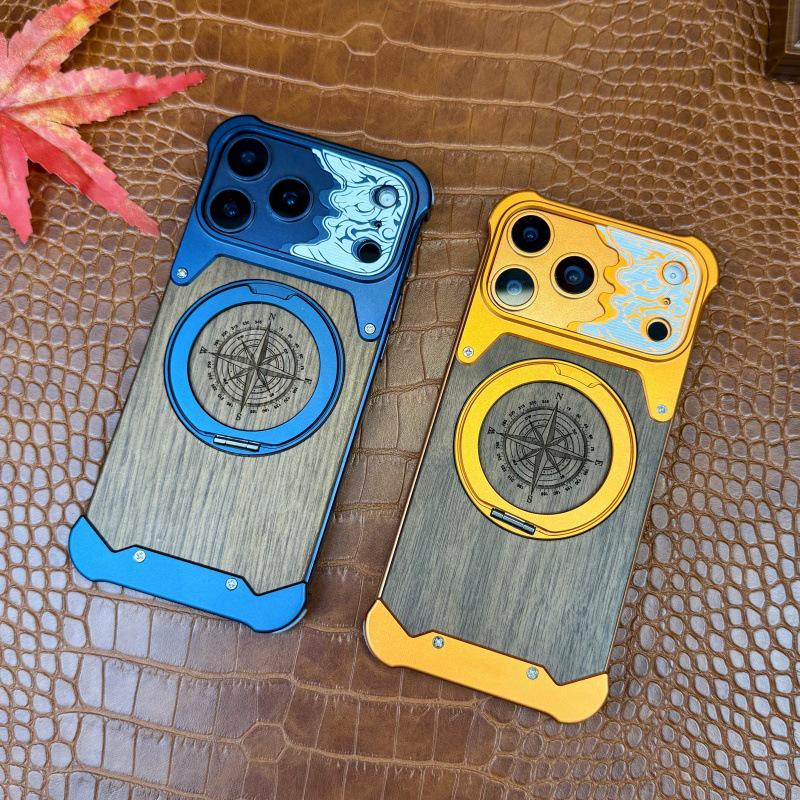 iPhone 14 Pro Max Walnut Wood Case with Magnetic Stand