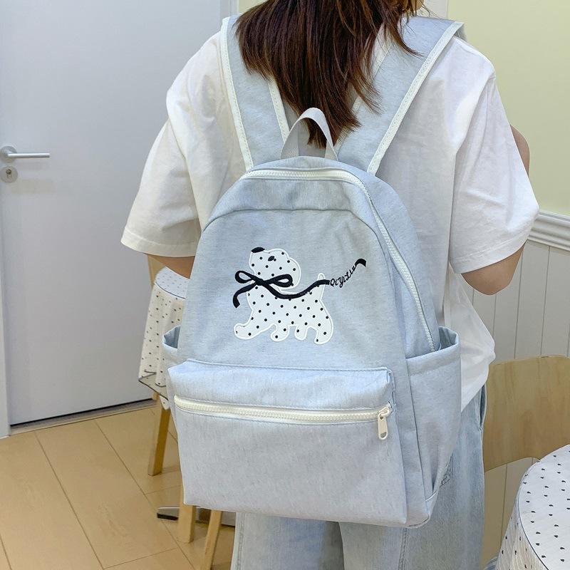 Schoolbag Japanese puppy embroidered backpack fresh multi-color college style student schoolbag lightweight large-capacity computer backpack