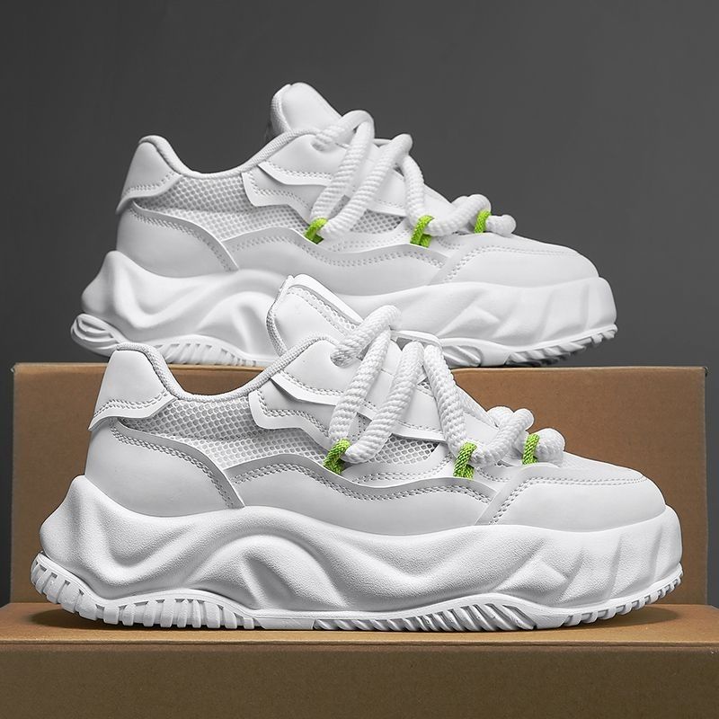 

2025 Casual Breathable Bread Mesh Comfortable and Non-Slip Running Platform Increased by Sports White Shoes Men 44