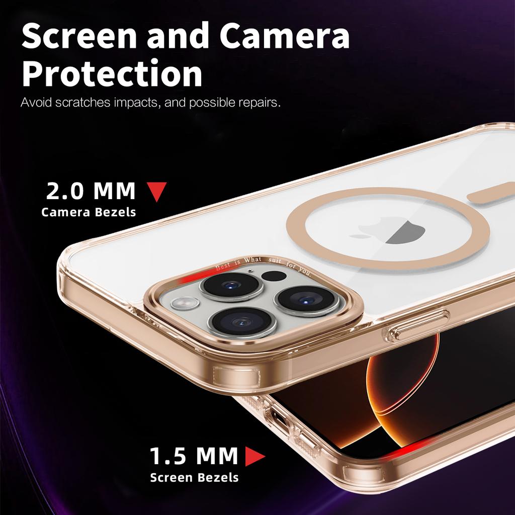 Luksusowe etui Desert Gold Clear Case do iPhone'a 16 15 14 13 12 Pro Max 16 Plus z akrylu, przezroczystego TPU, z magnetycznym etui Magsafe
