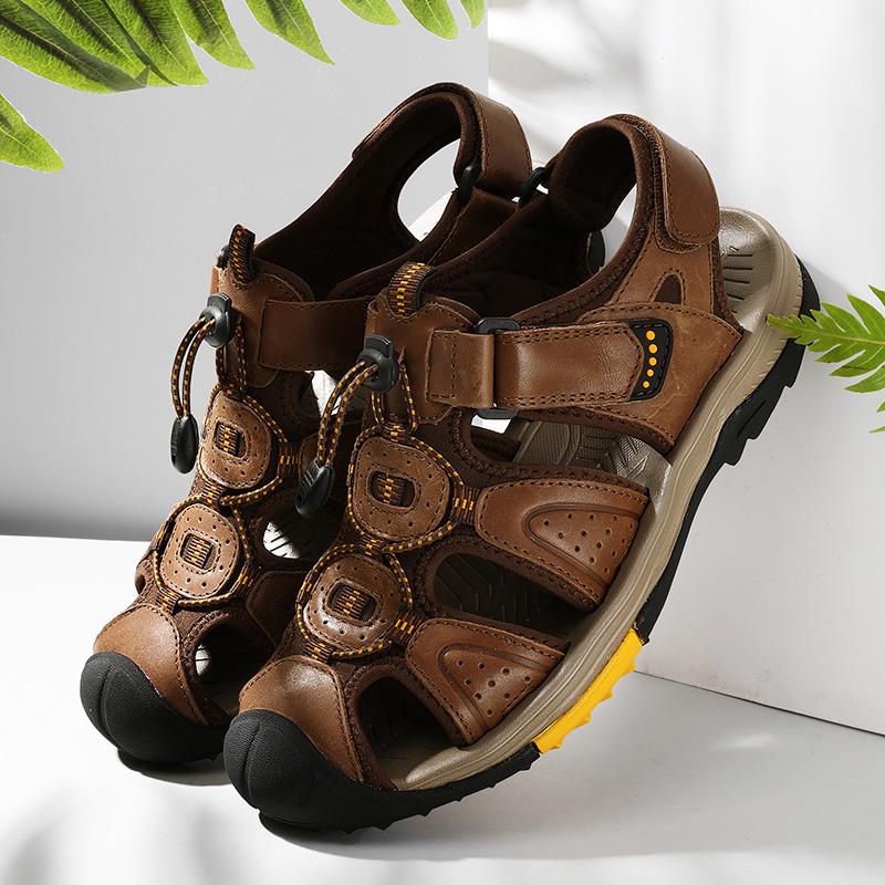 Mode PARZIVAL Sommar Herrsandaler Utomhus Halkfria Herr Strandskor Handgjorda Äkta Läder Herrskor Mode Romerska Sneakers